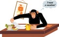 Chimpanzee sitting at office table Royalty Free Stock Photo