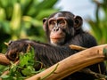 Ai Generated illustration Wildlife Concept of Chimpanzee - Uganda Royalty Free Stock Photo