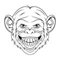 Chimpanzee. Vector illustration of a sketch monkey face. Portrait wild animal in zoo Royalty Free Stock Photo