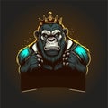 chimpanzee wearing crown illustration, esports mascot designs, gaming logo template