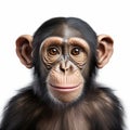 Minimal Retouching: Ultra Hd Chimpanzee Portrait On White Background
