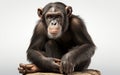 Chimpanzee on White Background -Generative Ai Royalty Free Stock Photo