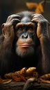 Chimpanzees sorrowful countenance hints at its underlying feelings of sadness and dejection