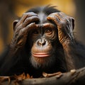 Chimpanzees sorrowful countenance hints at its underlying feelings of sadness and dejection