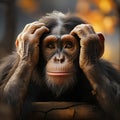 Chimpanzees sorrowful countenance hints at its underlying feelings of sadness and dejection