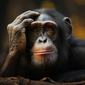 Chimpanzees sorrowful countenance hints at its underlying feelings of sadness and dejection