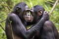 chimps grooming each other