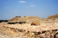 Chimu culture adobe pyramid in ruins from the year 1000 to 1370 AD later by the Incas Lambayeque Tucume Peru