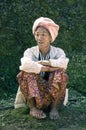 Chin lady with a facial tattoo in remote area of Myanmar