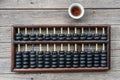China Abacus on the wooden with tea Royalty Free Stock Photo