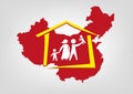 China abolished its one-child policy concept. Editable Clip Art.