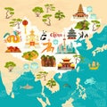 China abstract map, hand drawn vector illustration Royalty Free Stock Photo