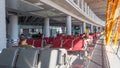 BEIJING, CHINA - JANUARY 1, 2018: China Airport in Beijing. Terminal airport with passengers waiting for departure.