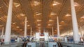 BEIJING, CHINA - JANUARY 1, 2018: China Airport in Beijing. Terminal airport with passengers waiting for departure.