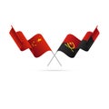 China and Angola flags. Vector illustration.