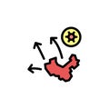 China, arrows, infected, coronavirus icon. Simple color with outline vector elements of viral pandemic icons for ui and ux,