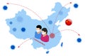 China battles Coronavirus outbreak. Coronavirus Outbreak, Travel Alert concept. The virus attacks the respiratory tract