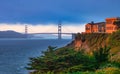 China beach mansions cliff golden gate bridge Royalty Free Stock Photo