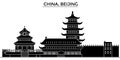 China, Beijing architecture urban skyline with landmarks