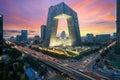China Beijing City. China Central Television CCTV building night is very spectacular in Beijing, China