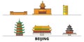 China, Beijing flat landmarks vector illustration. China, Beijing line city with famous travel sights, skyline, design. Royalty Free Stock Photo