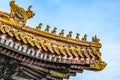 China, Beijing, Forbidden City Different design elements of the colorful buildings rooftops closeup details