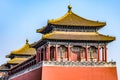 China, Beijing, Forbidden City Different design elements of the colorful buildings rooftops closeup details