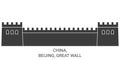 China, Beijing, Great Wall travel landmark vector illustration