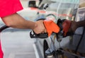 Gas station workers are fueling the car Royalty Free Stock Photo