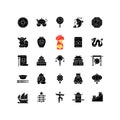 China black glyph icons set on white space