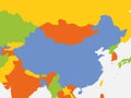 Political map of China and neighboring countries