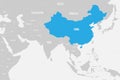 China blue marked in political map of Southern Asia. Vector illustration