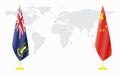China and British Virgin Islands flags for official meet