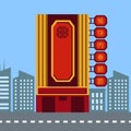 China building style and main street with city background vector