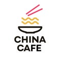 China cafe logo with noodles modern line style