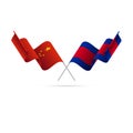 China and Cambodia flags. Vector illustration.