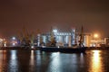 China. Cargo operation with bulk carrier vessel moored at pier. Time laps.