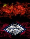China, Chinese vs United States of America, America, US, USA, American, Arkansas, Arkansan smoky mystic flags placed side by side