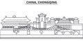 China, Chongqing architecture line skyline illustration. Linear vector cityscape with famous landmarks, city sights Royalty Free Stock Photo