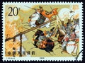 CHINA - CIRCA 1990: A stamp printed in China shows Cao Cao leading night attack on Wuchao, circa 1990.