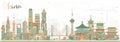 China City Skyline. Famous Landmarks in China. Vector Illustration.