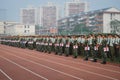 China college students military training neat station 13