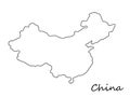 China country borders shape contour.