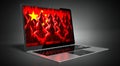China - country flag and hackers on laptop screen Royalty Free Stock Photo