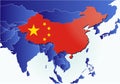 China country map with flag Royalty Free Stock Photo