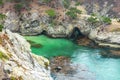 China Cove, Beach in Point Lobos State Natural Reserve, with rock and geological formations along the rugged Big Sur Royalty Free Stock Photo