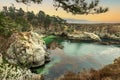 China Cove, Beach in Point Lobos State Natural Reserve, with rock and geological formations along the rugged Big Sur coastline, Royalty Free Stock Photo