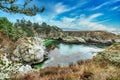 China Cove, Beach in Point Lobos State Natural Reserve, with rock and geological formations along the rugged Big Sur Royalty Free Stock Photo