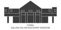 China, Dalian, Dalian Discovery Kingdom travel landmark vector illustration