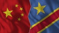 China and Democratic Republic of Congo Half Flags Together